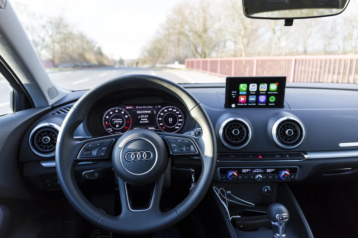 audi a3, interior, carplay, inner space, automobile, steering wheel, dashboard, auto detail, audi, vehicle, car, car wallpapers, handlebar, windshield, speedometer, armature - how to detail a car interior like a pro